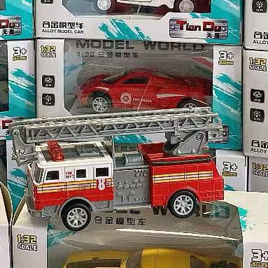 Die-Cast Alloy Pull-Back Toy Car with Lights & Sounds | Openable Doors | Off-Road & Fire Truck Models | 16cm