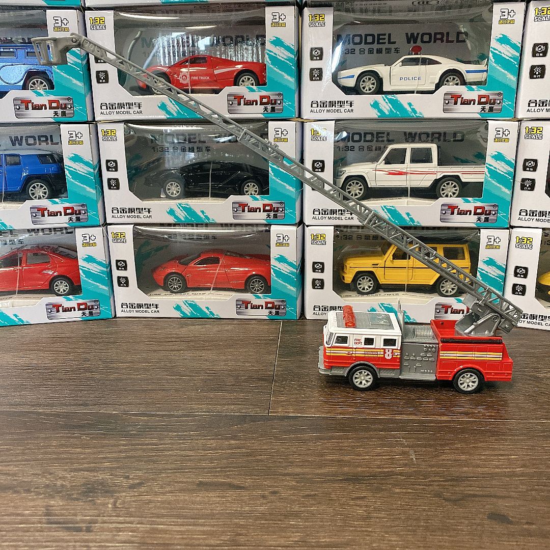 Die-Cast Alloy Pull-Back Toy Car with Lights & Sounds | Openable Doors | Off-Road & Fire Truck Models | 16cm