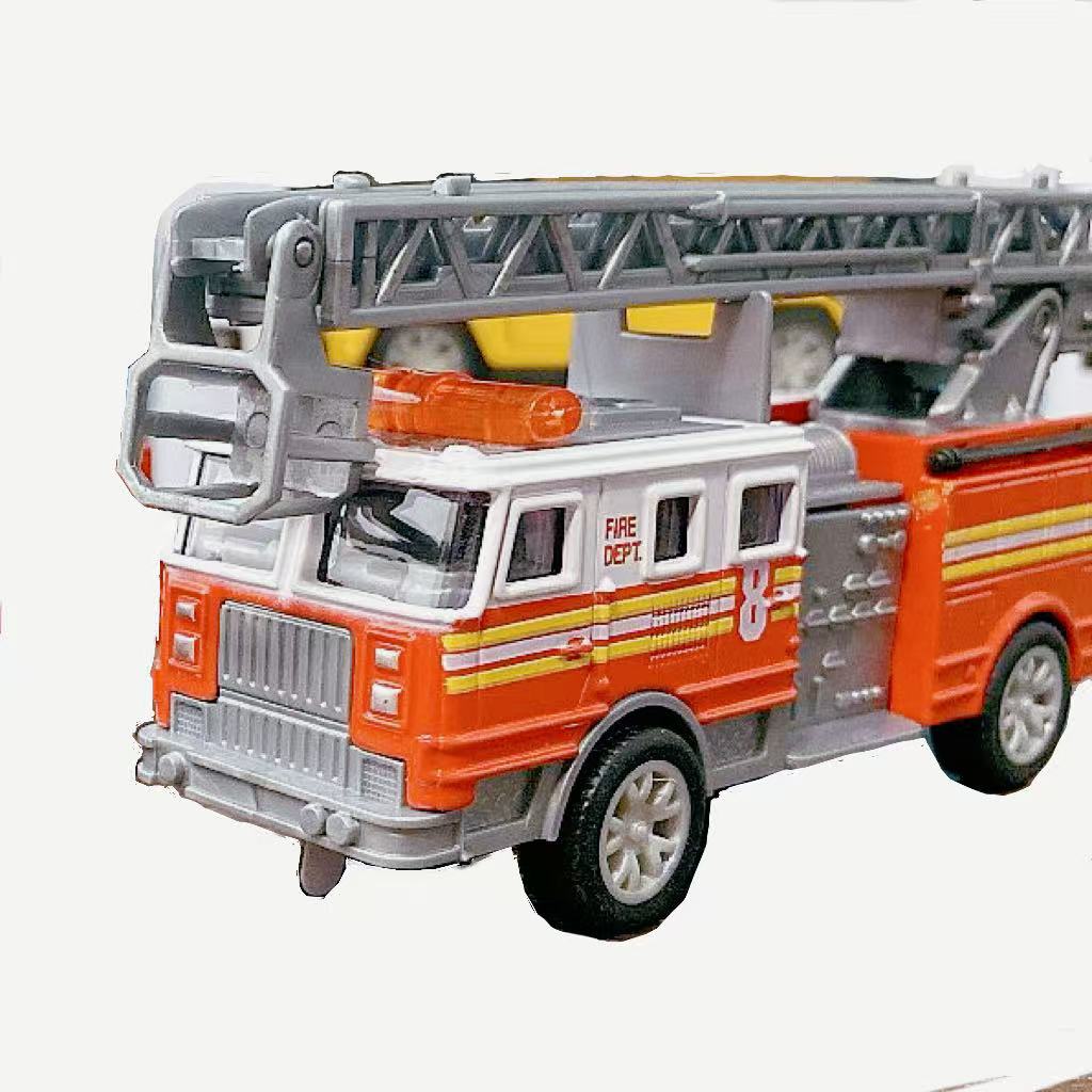 Die-Cast Alloy Pull-Back Toy Car with Lights & Sounds | Openable Doors | Off-Road & Fire Truck Models | 16cm