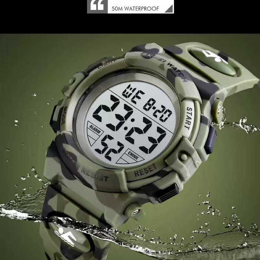 Boys Digital Sport Watch – Waterproof, LED Backlight, Alarm, Stopwatch, Date Display, Durable PU Strap