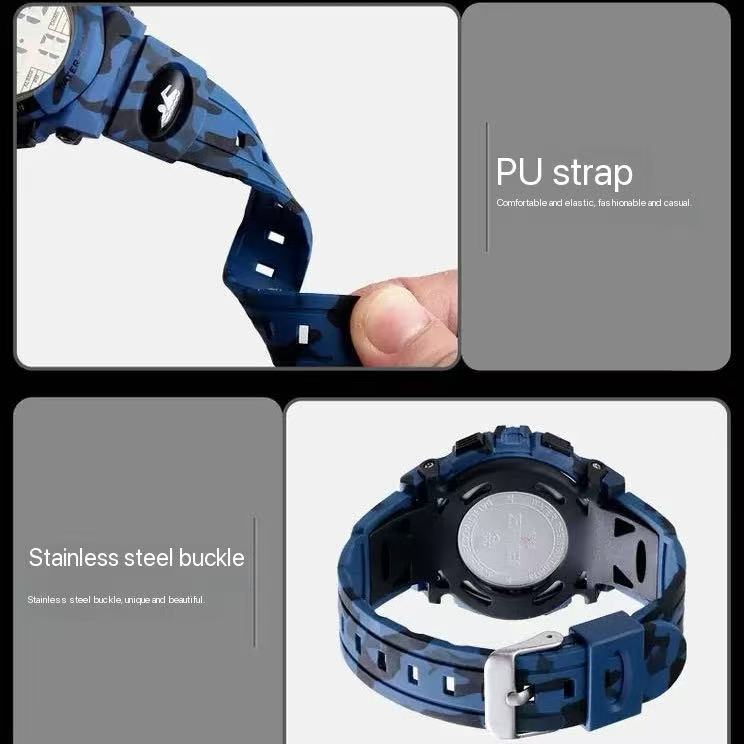 Boys Digital Sport Watch – Waterproof, LED Backlight, Alarm, Stopwatch, Date Display, Durable PU Strap