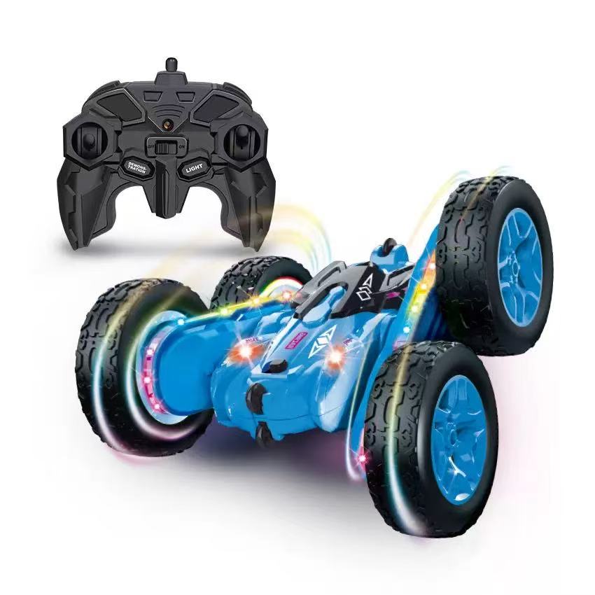 Blue LED Remote Control Stunt Car – 360° Flips, Off-Road RC Toy for Kids, 50-Minute Playtime