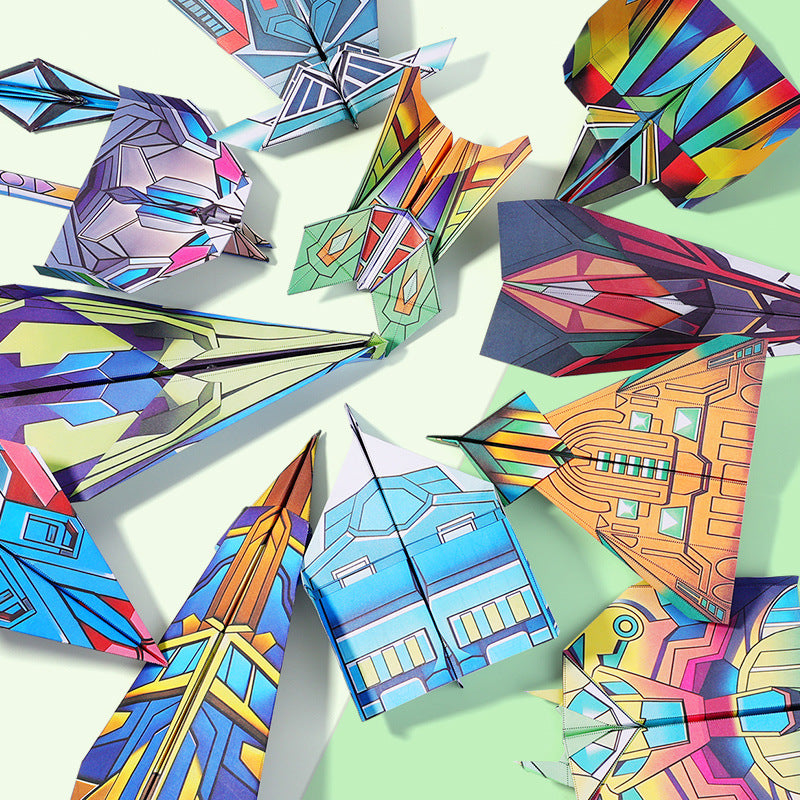 3D Origami Paper Airplane Kit for Kids – 36 Sheets, 12 Models, DIY Folding Craft Toy