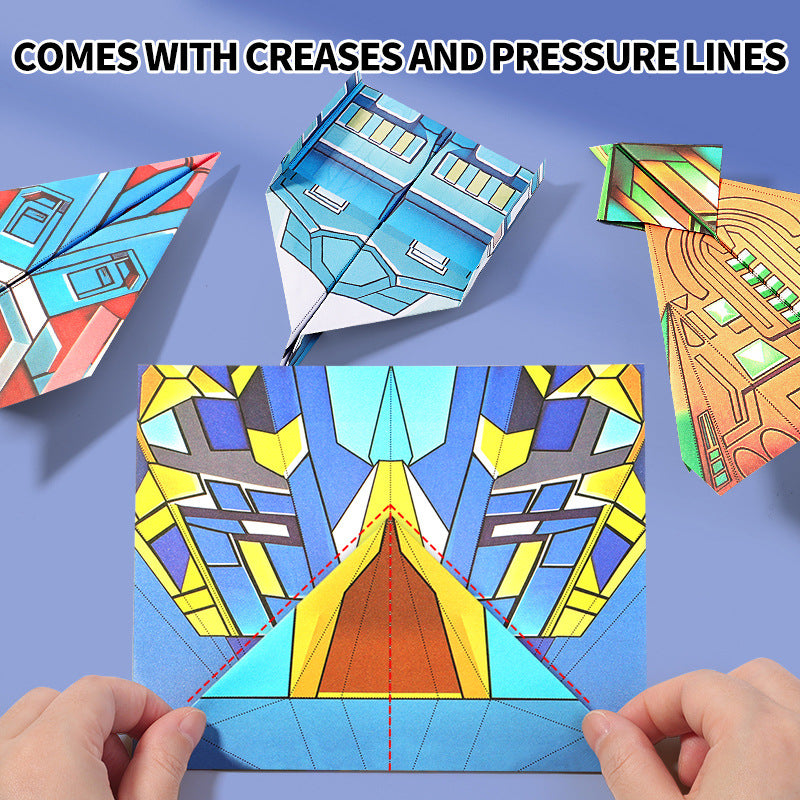 3D Origami Paper Airplane Kit for Kids – 36 Sheets, 12 Models, DIY Folding Craft Toy