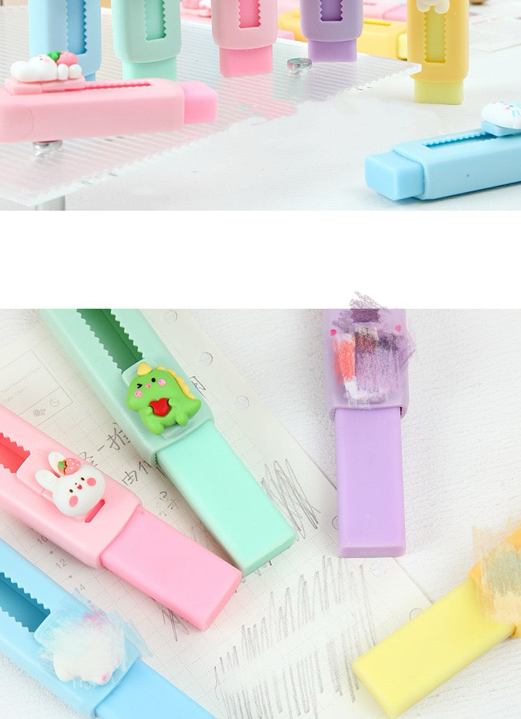 Push Button Retractable Eraser – Cute Animal Pencil Eraser for School