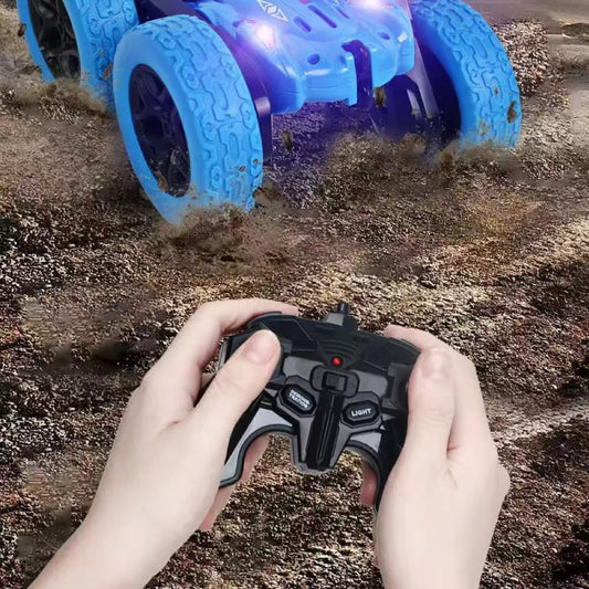 Remote Control Stunt Car with LED Lights – 360° Flips, Off-Road RC Toy for Kids, 50-Minute Playtime