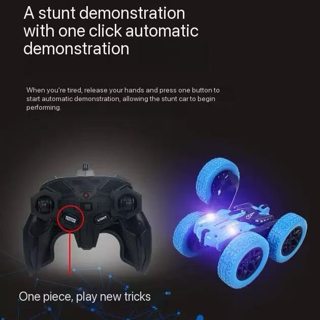 Remote Control Stunt Car with LED Lights – 360° Flips, Off-Road RC Toy for Kids, 50-Minute Playtime