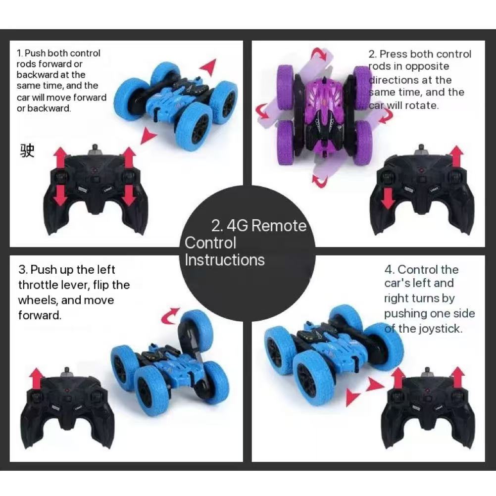 Remote Control Stunt Car with LED Lights – 360° Flips, Off-Road RC Toy for Kids, 50-Minute Playtime