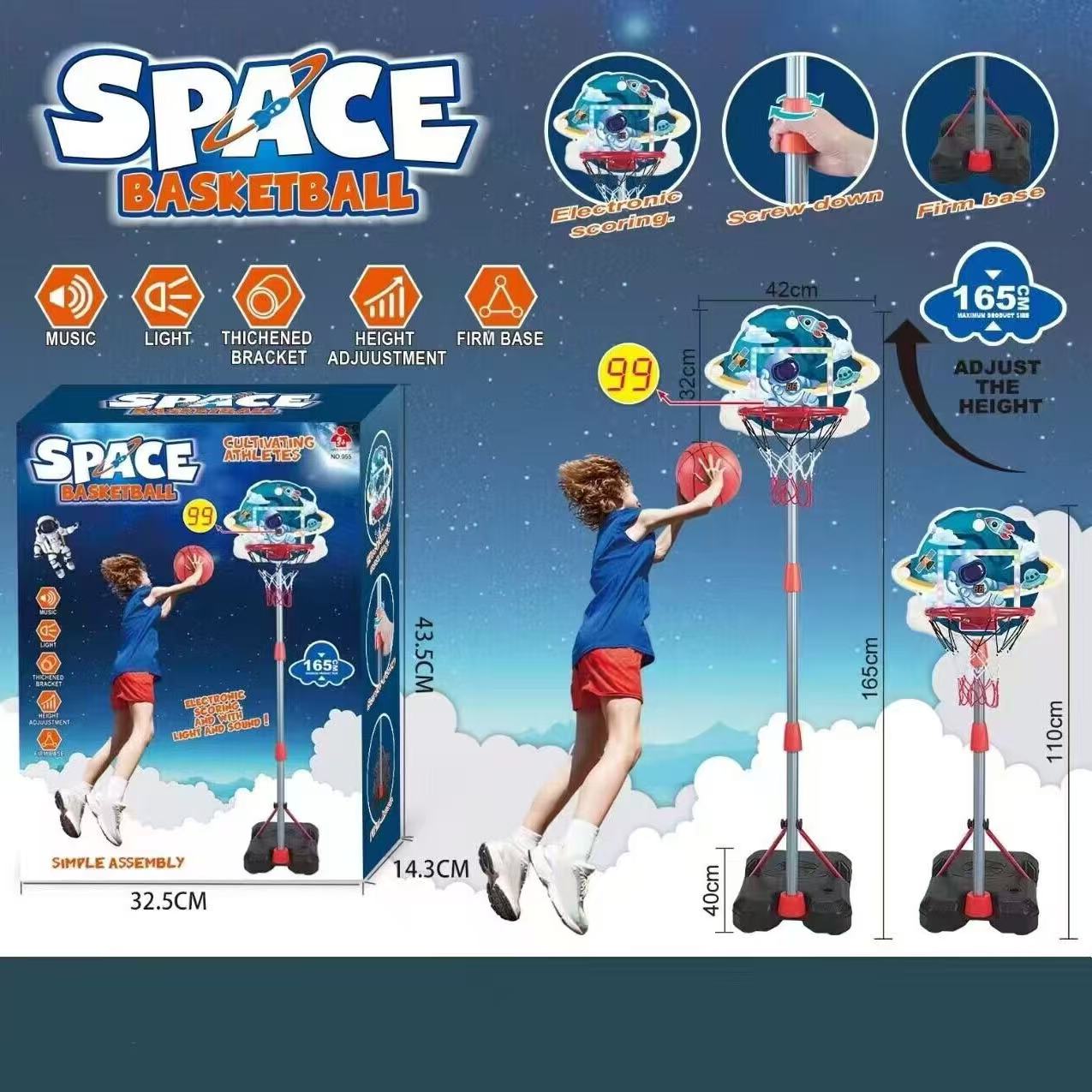Adjustable Kids Basketball Hoop with Electronic Scoring & Applause Sound | Height 1.1m - 1.65m