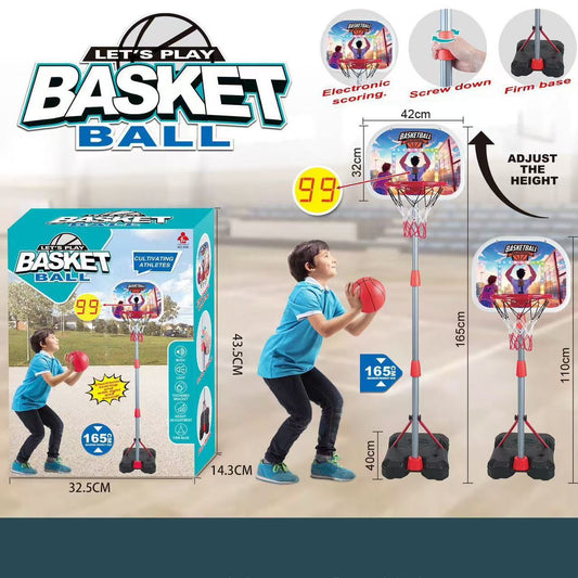 Adjustable Kids Basketball Hoop with Electronic Scoring & Applause Sound | Height 1.1m - 1.65m