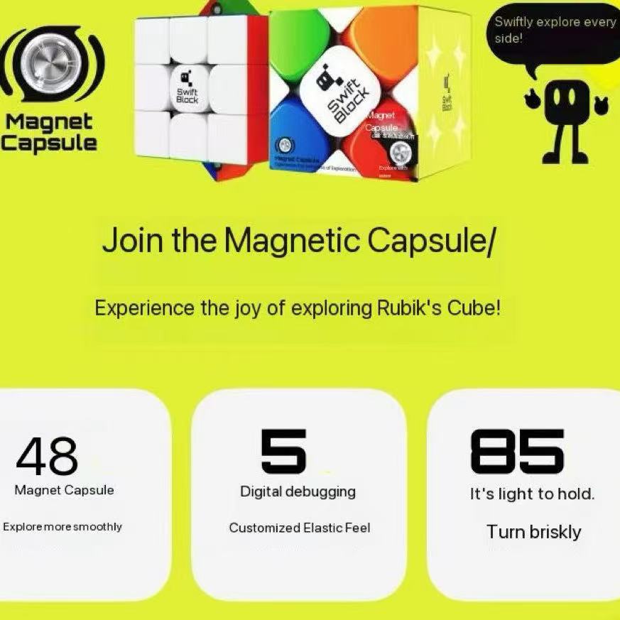 Swift Block355S 3x3 Magnetic Speed Cube – Smooth Rotation Puzzle Toy for Kids & adult