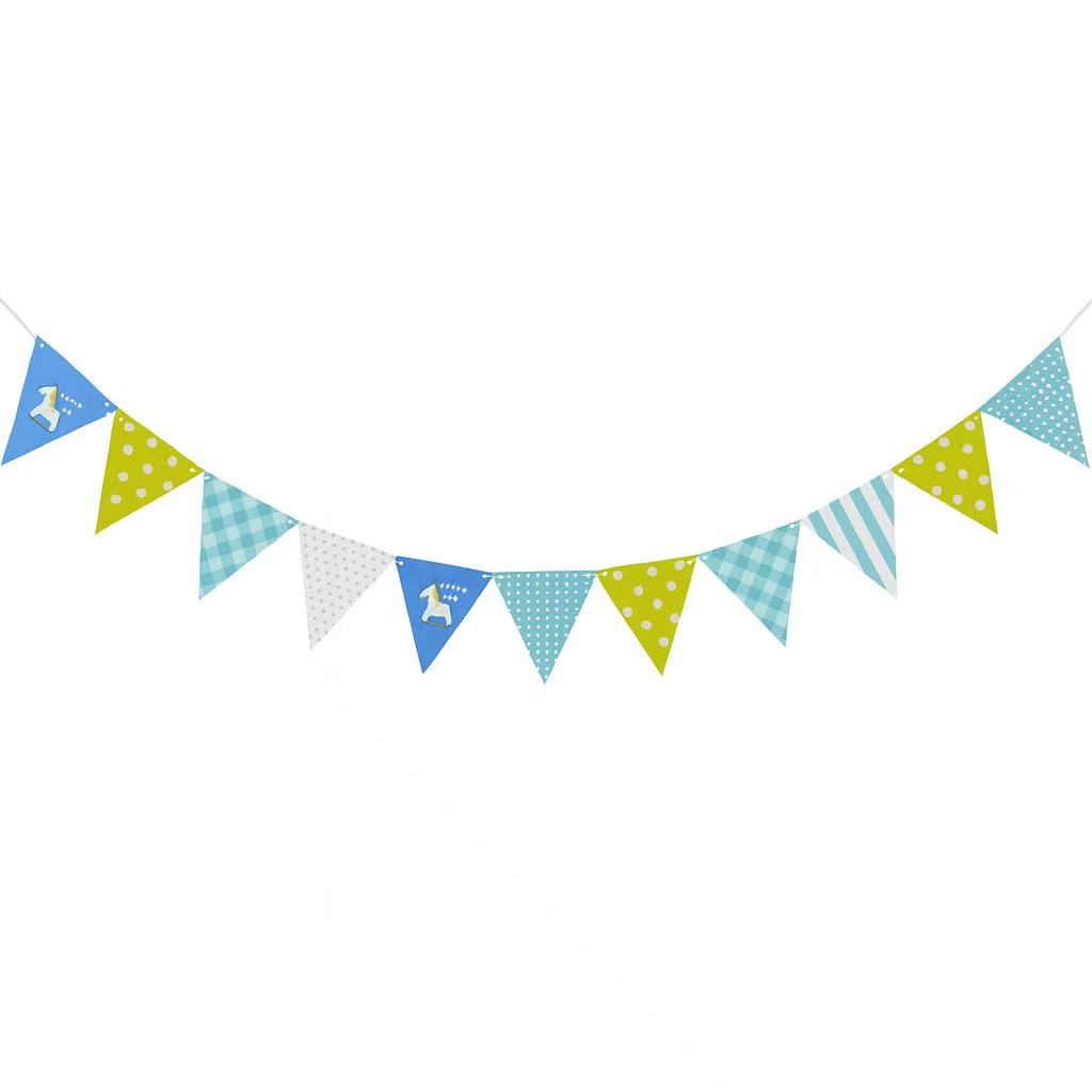 riangle Paper Bunting Banner – Party Garland Flags for Birthday, Baby Shower & Classroom Décor