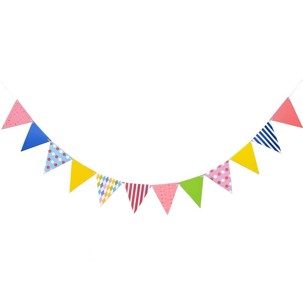 riangle Paper Bunting Banner – Party Garland Flags for Birthday, Baby Shower & Classroom Décor