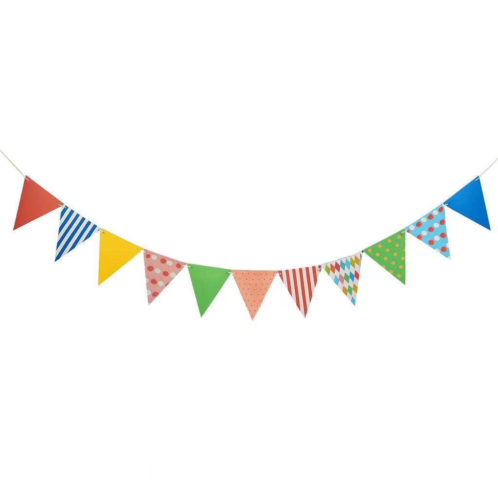 riangle Paper Bunting Banner – Party Garland Flags for Birthday, Baby Shower & Classroom Décor