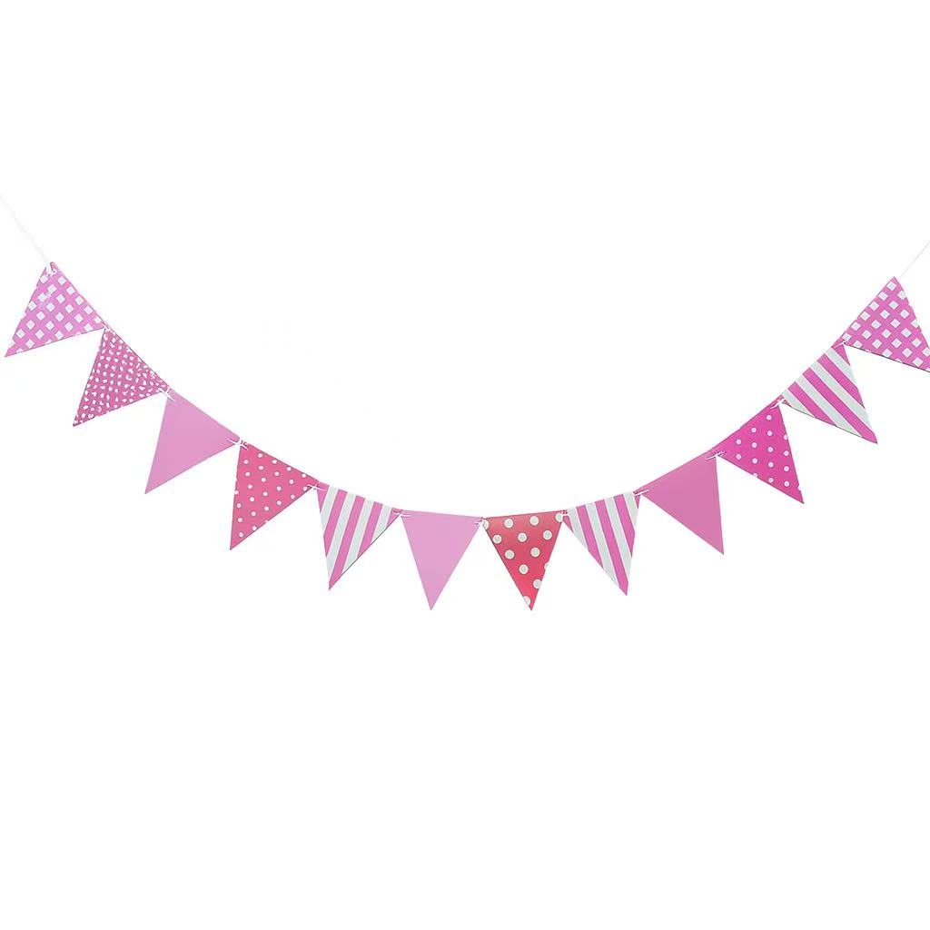 riangle Paper Bunting Banner – Party Garland Flags for Birthday, Baby Shower & Classroom Décor