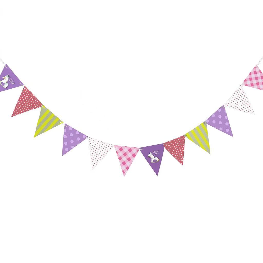 riangle Paper Bunting Banner – Party Garland Flags for Birthday, Baby Shower & Classroom Décor