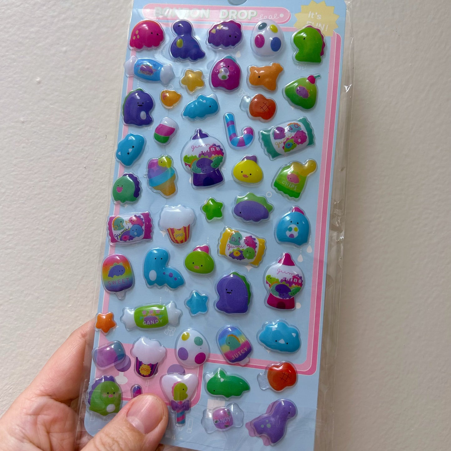 Cute 3D Puffy Stickers Sheet – Kawaii Animals & Sweets Bubble Stickers for Kids