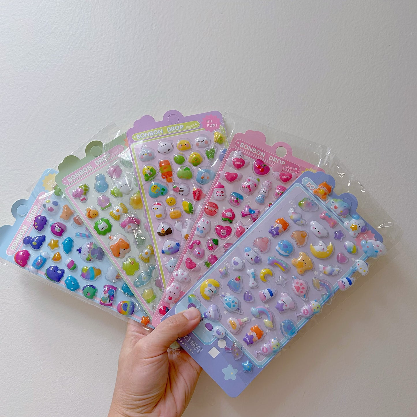 Cute 3D Puffy Stickers Sheet – Kawaii Animals & Sweets Bubble Stickers for Kids