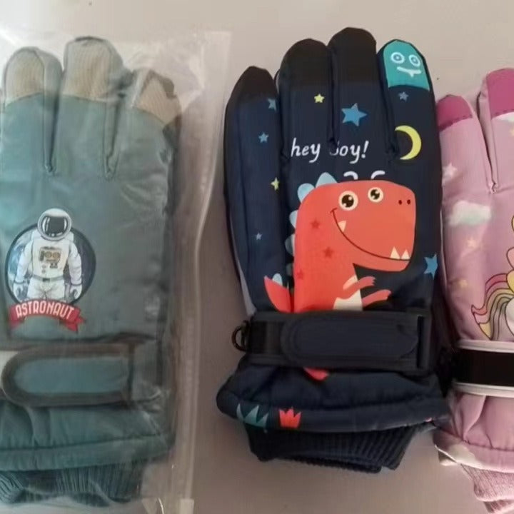 Boys Winter Ski Gloves Dinosaur &  astronaut