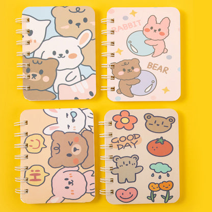 A7 Mini Spiral Notebook – Cute Cartoon Cover, 80 Pages, Pocket Size Journal for Kids & School
