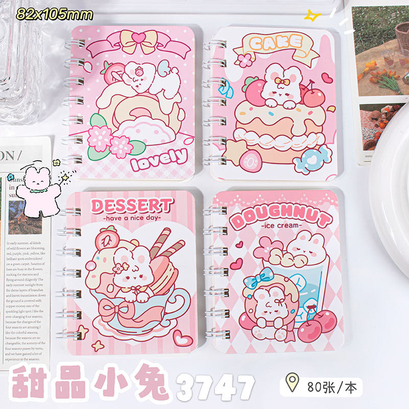 A7 Mini Spiral Notebook – Cute Cartoon Cover, 80 Pages, Pocket Size Journal for Kids & School