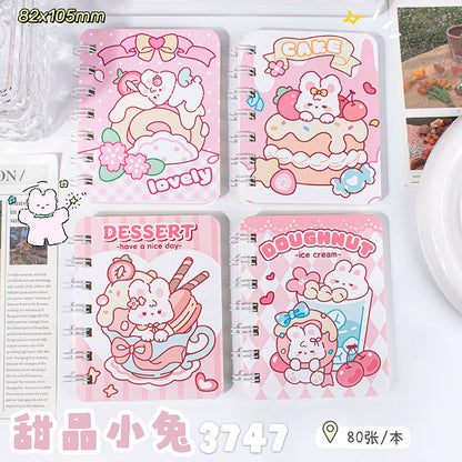 A7 Mini Spiral Notebook – Cute Cartoon Cover, 80 Pages, Pocket Size Journal for Kids & School