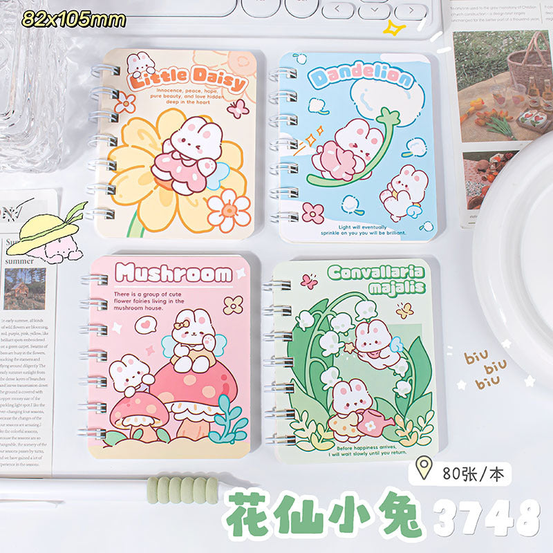 A7 Mini Spiral Notebook – Cute Cartoon Cover, 80 Pages, Pocket Size Journal for Kids & School