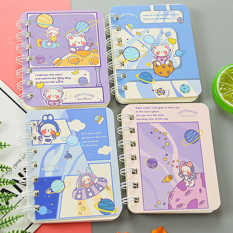 A7 Mini Spiral Notebook – Cute Cartoon Cover, 80 Pages, Pocket Size Journal for Kids & School