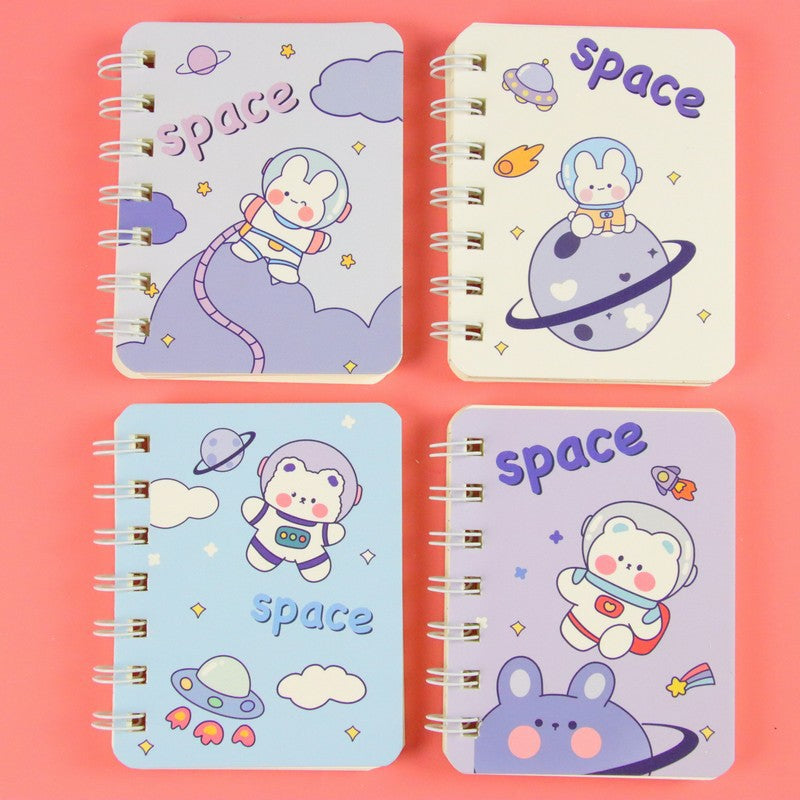 A7 Mini Spiral Notebook – Cute Cartoon Cover, 80 Pages, Pocket Size Journal for Kids & School