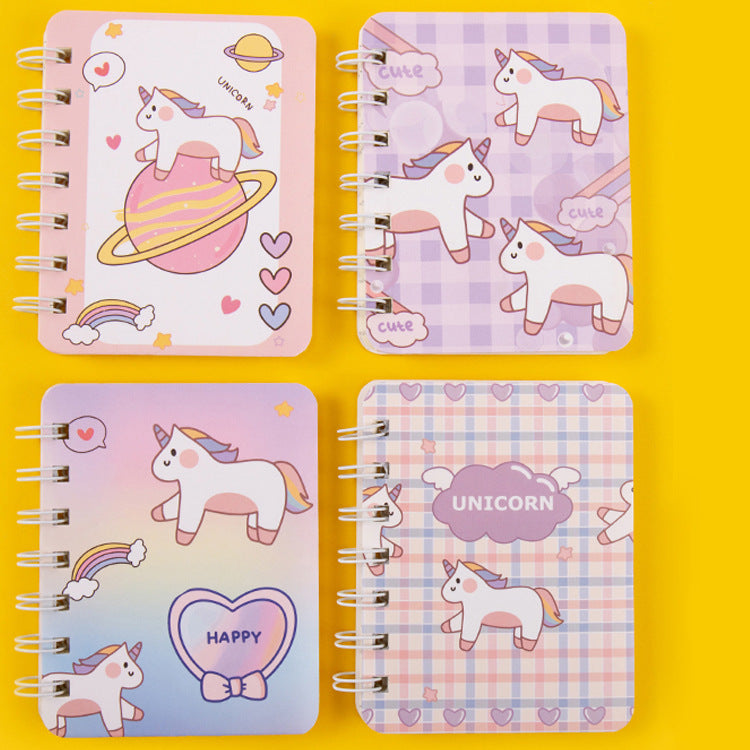 A7 Mini Spiral Notebook – Cute Cartoon Cover, 80 Pages, Pocket Size Journal for Kids & School