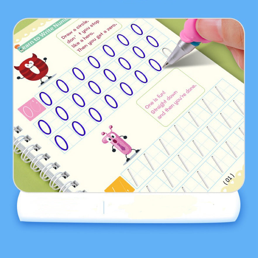 Magic Groove Reusable Handwriting Practice Copybook Set (4 Books with Pen and Refills)