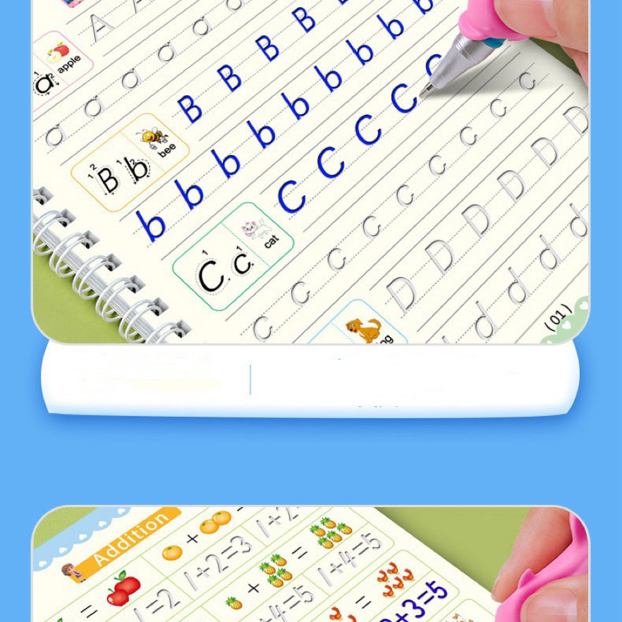 Magic Groove Reusable Handwriting Practice Copybook Set (4 Books with Pen and Refills)