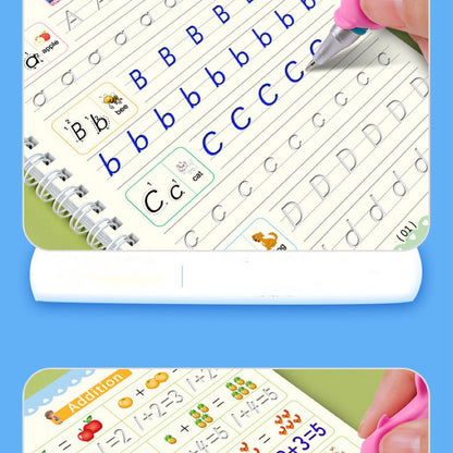 Magic Groove Reusable Handwriting Practice Copybook Set (4 Books with Pen and Refills)