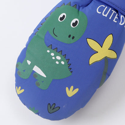 Cute Dino Kids Winter Mittens – Waterproof, Windproof, Warm Fleece Gloves for Toddlers & Children