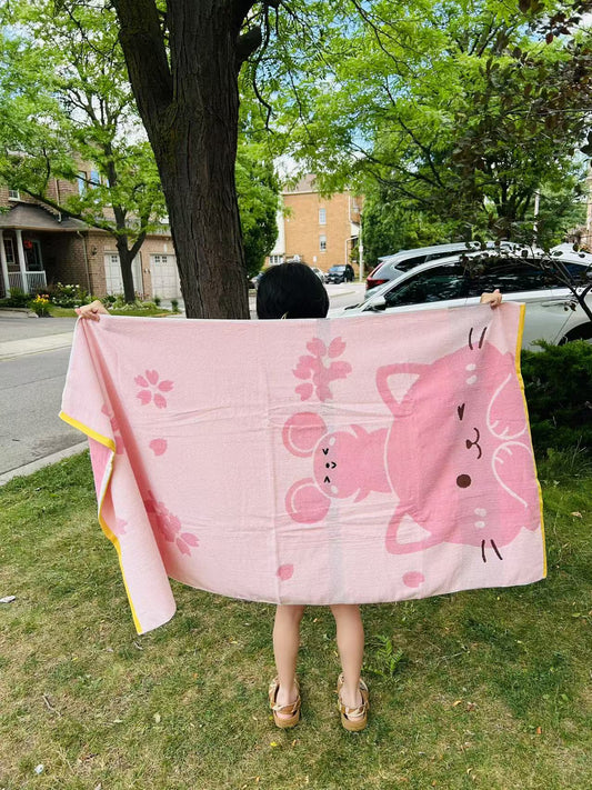 Large Cartoon Bath Towel for Kids – Soft 140x70cm Animal Pattern Beach Towel