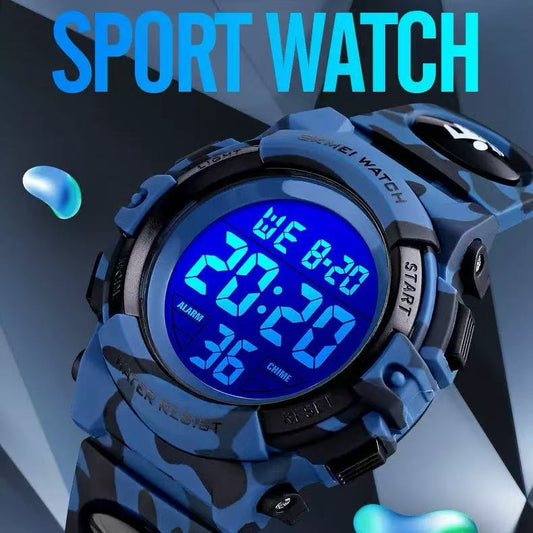 Boys Digital Sport Watch – Waterproof, LED Backlight, Alarm, Stopwatch, Date Display, Durable PU Strap