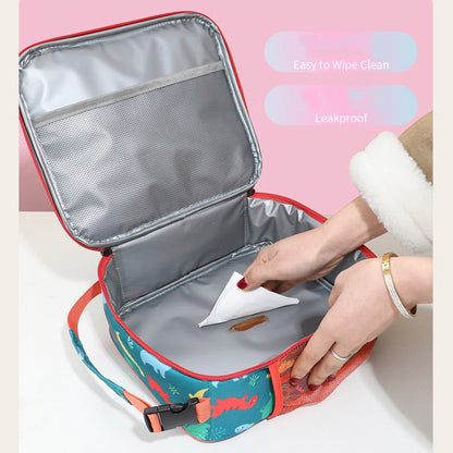 Kids Lunch Bag with Cartoon Prints – Waterproof Lunch Box for School & Travel