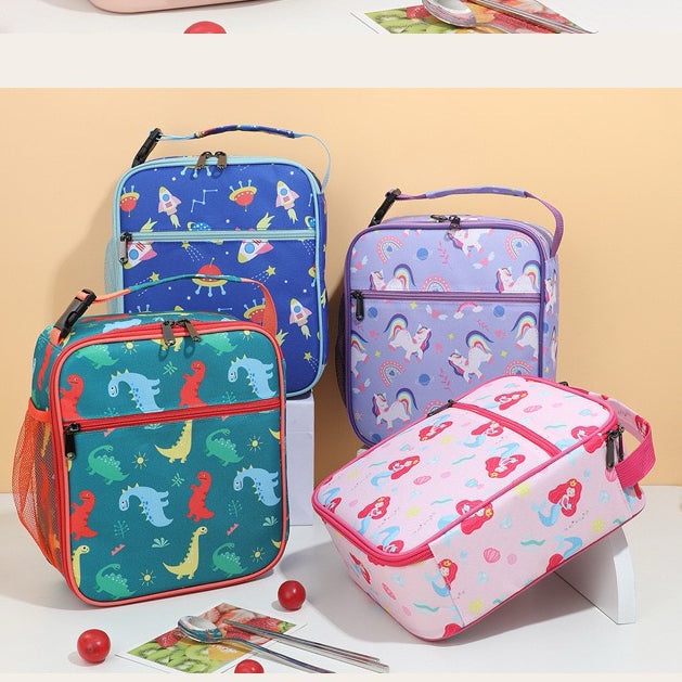 Kids Lunch Bag with Cartoon Prints – Waterproof Lunch Box for School & Travel
