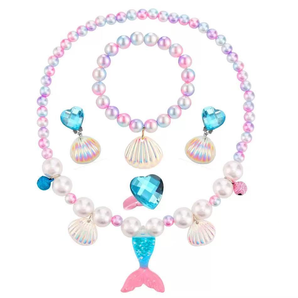 kids colorful mermaid jewelry set blue