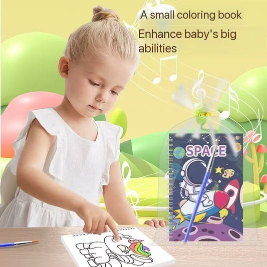 Kids Watercolor Painting Book Set – 8 Themes (Animals, Vehicles, Space & More) | 8 Drawing Cards + 2 Color Cards + 1 Brush | Ages 3+ Travel Art Kit