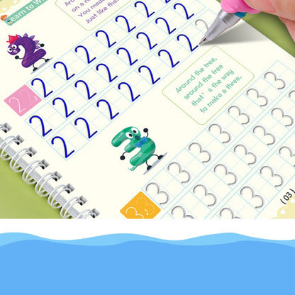 Magic Groove Reusable Handwriting Practice Copybook Set (4 Books with Pen and Refills)