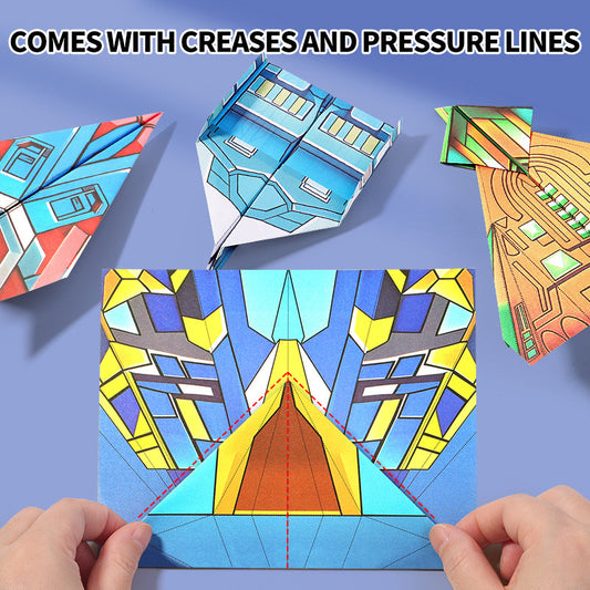 3D Origami Paper Airplane Kit for Kids – 36 Sheets, 12 Models, DIY Folding Craft Toy