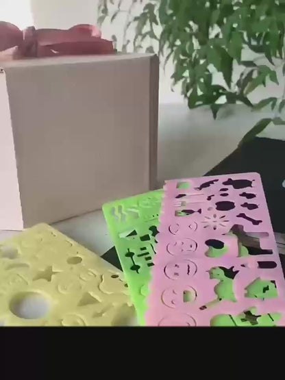 Kids Scratch Art Paper Set | Rainbow Scratch Pads with Bamboo Pens & Stencils | Creative Drawing Kit
