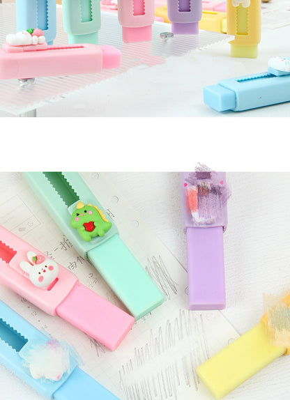 Push Button Retractable Eraser – Cute Animal Pencil Eraser for School
