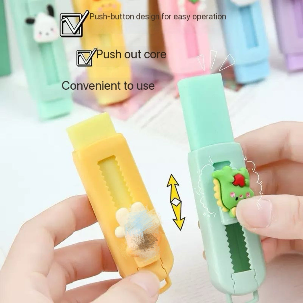 Push Button Retractable Eraser – Cute Animal Pencil Eraser for School
