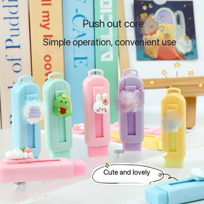 Push Button Retractable Eraser – Cute Animal Pencil Eraser for School
