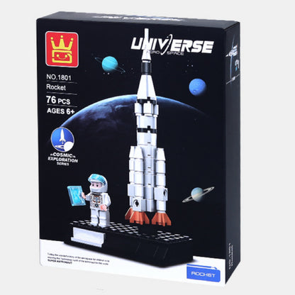 Space Shuttle building blocks set assembled — 103 pieces with astronaut minifigure and display stand