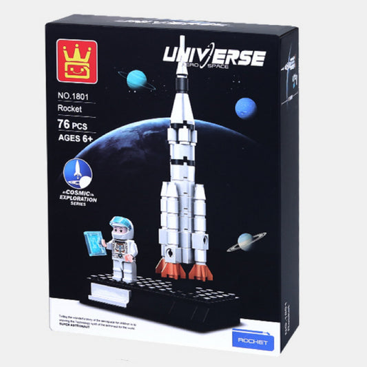 Space Shuttle building blocks set assembled — 103 pieces with astronaut minifigure and display stand