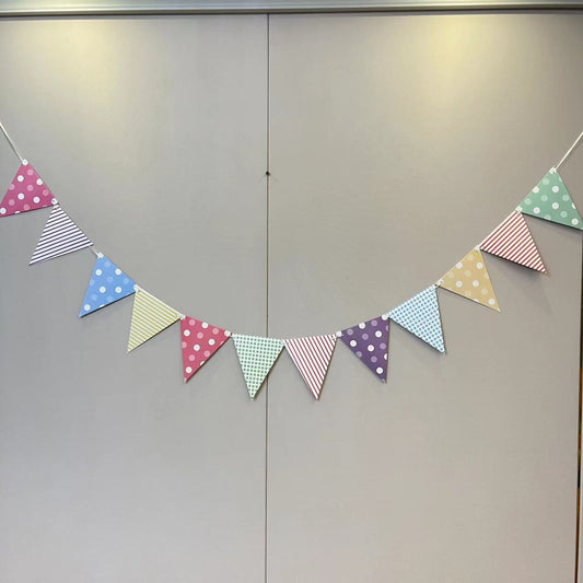 riangle Paper Bunting Banner – Party Garland Flags for Birthday, Baby Shower & Classroom Décor