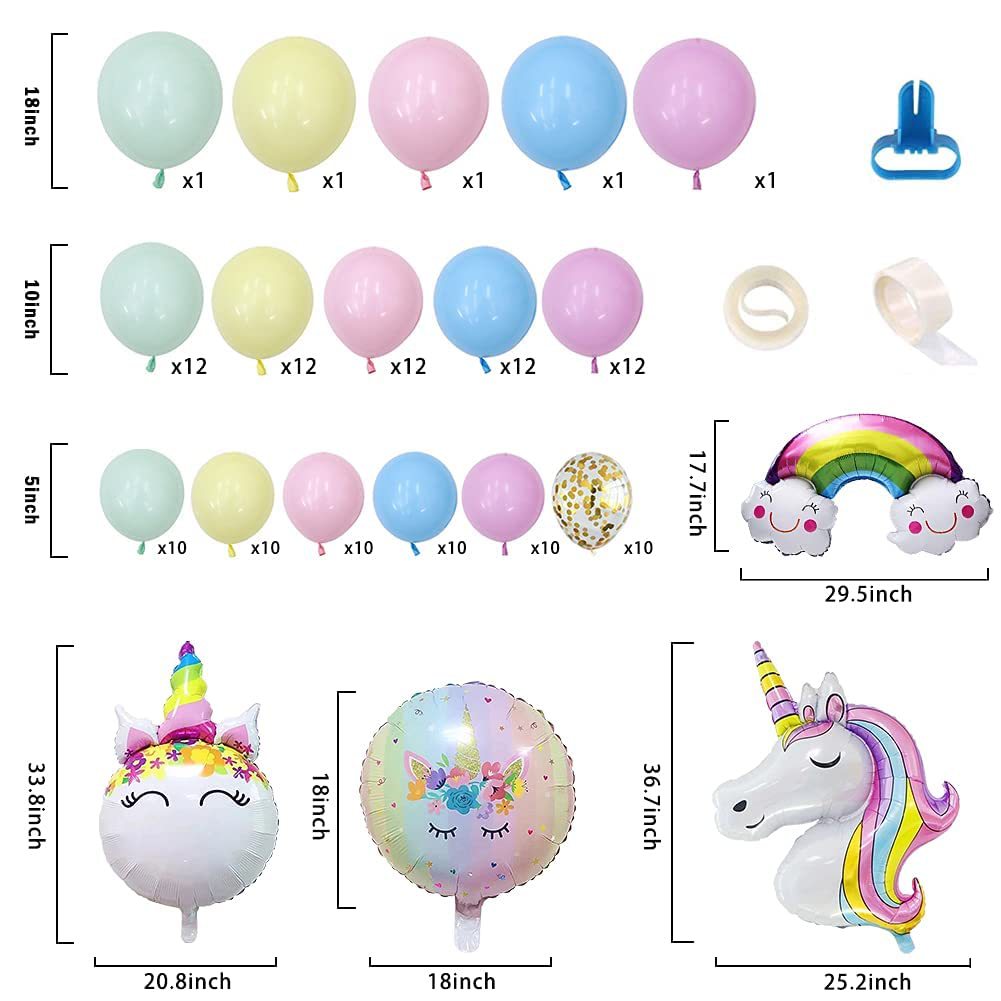 Unicorn Rainbow Balloon Kit for Birthday Party Decoration